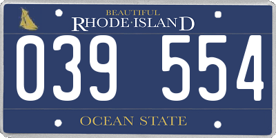 RI license plate 039554