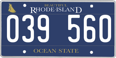 RI license plate 039560