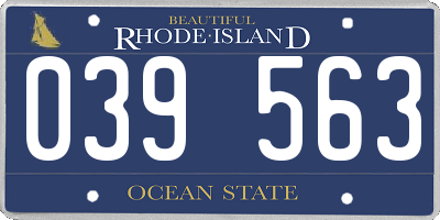 RI license plate 039563