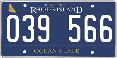 RI license plate 039566