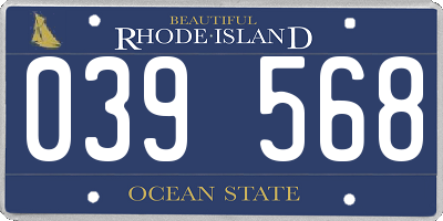 RI license plate 039568