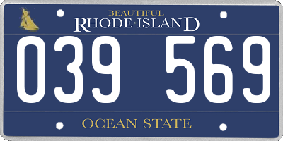 RI license plate 039569