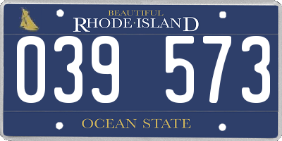 RI license plate 039573
