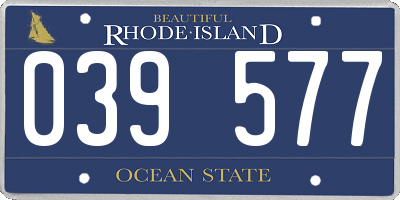 RI license plate 039577