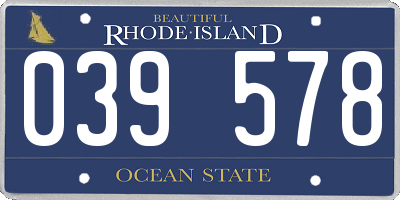 RI license plate 039578