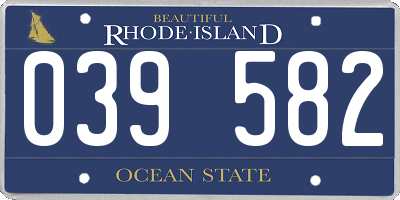 RI license plate 039582