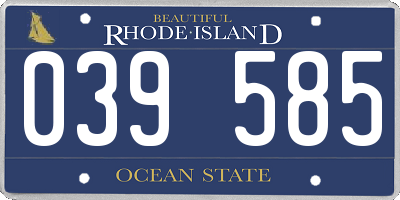 RI license plate 039585