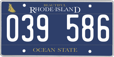 RI license plate 039586