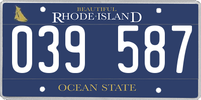 RI license plate 039587