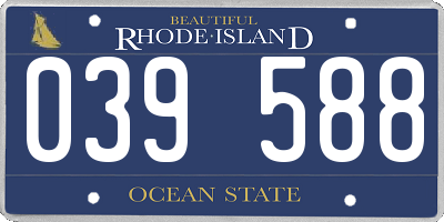 RI license plate 039588