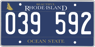 RI license plate 039592