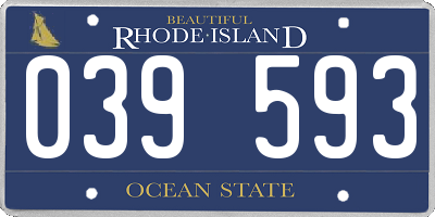 RI license plate 039593