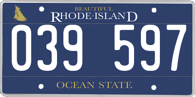 RI license plate 039597