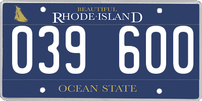 RI license plate 039600