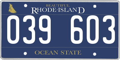 RI license plate 039603