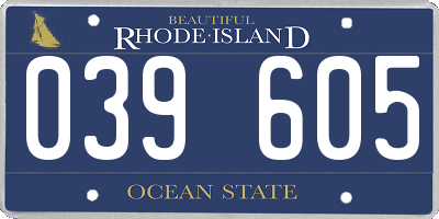 RI license plate 039605