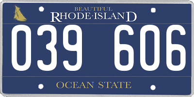 RI license plate 039606