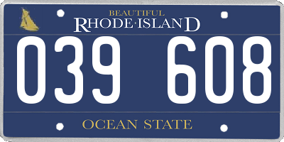 RI license plate 039608