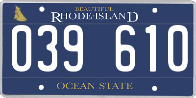 RI license plate 039610