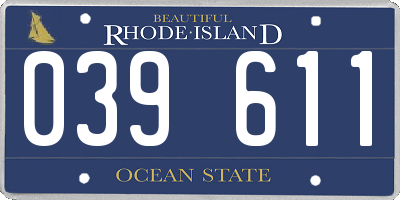 RI license plate 039611