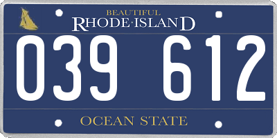 RI license plate 039612