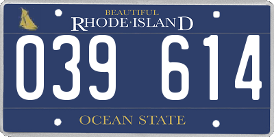 RI license plate 039614