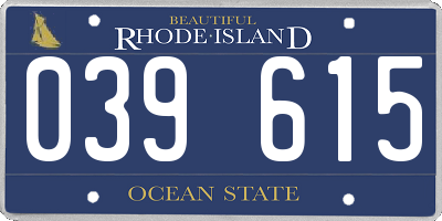 RI license plate 039615