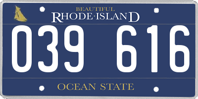 RI license plate 039616