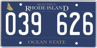 RI license plate 039626