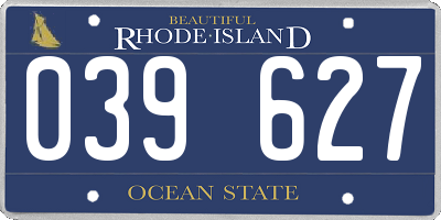 RI license plate 039627