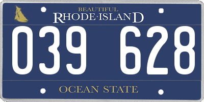 RI license plate 039628