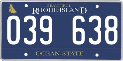 RI license plate 039638