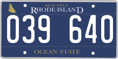 RI license plate 039640