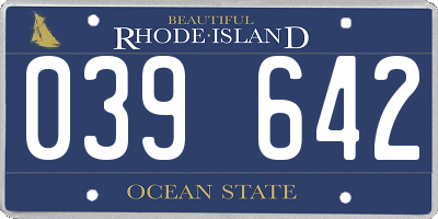 RI license plate 039642