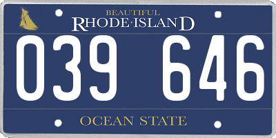 RI license plate 039646