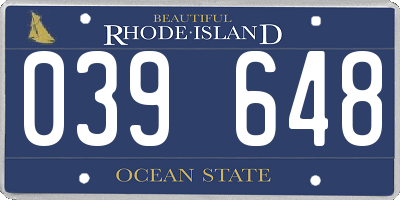 RI license plate 039648