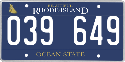 RI license plate 039649