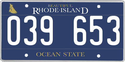 RI license plate 039653