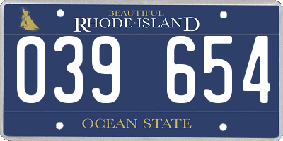 RI license plate 039654