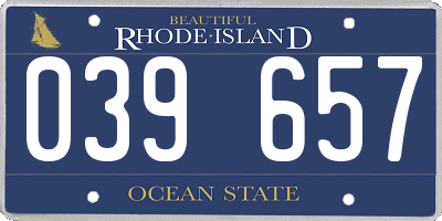 RI license plate 039657