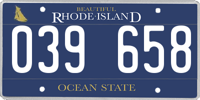 RI license plate 039658