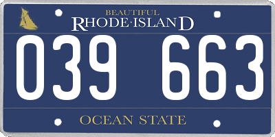 RI license plate 039663