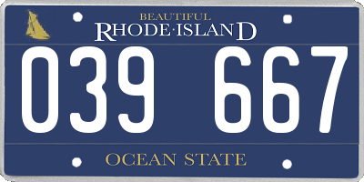 RI license plate 039667