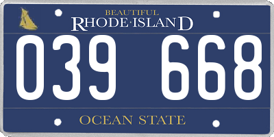 RI license plate 039668