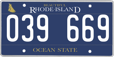 RI license plate 039669