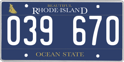 RI license plate 039670