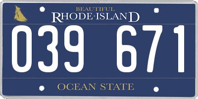 RI license plate 039671