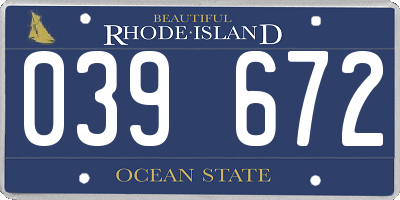 RI license plate 039672