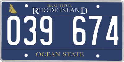 RI license plate 039674