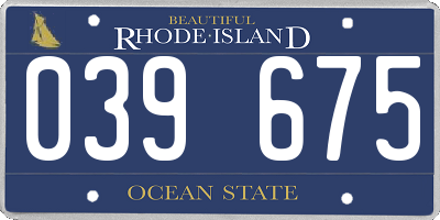 RI license plate 039675